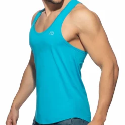 Addicted Débardeurs-Débardeur Col U Coton Bleu Turquoise