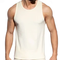ES Collection Hauts|Débardeurs-Débardeur Coton Eponge Ivoire