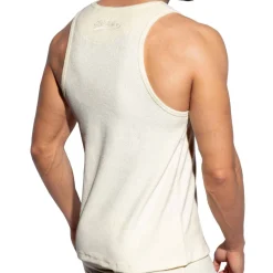 ES Collection Hauts|Débardeurs-Débardeur Coton Eponge Ivoire