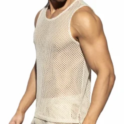 ES Collection Débardeurs-Débardeur Crochet Beige