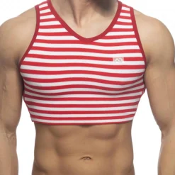 Addicted Débardeurs-Débardeur Crop Velvet Sailor Rouge