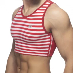 Addicted Débardeurs-Débardeur Crop Velvet Sailor Rouge