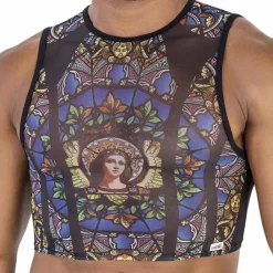 CandyMan Débardeurs-Débardeur Crop Vitrail Noir