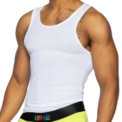 Bike Débardeurs-Débardeur Côtelé Blanc