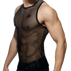 Addicted Tenues Sexy|Débardeurs-Débardeur C-Through Mesh Noir