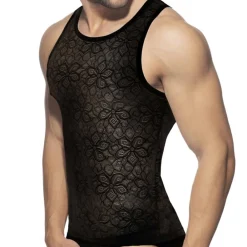 Addicted Tenues Sexy|Débardeurs-Débardeur Dentelle Florale Noir