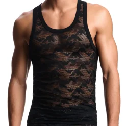 Emporio Armani Tenues Sexy|Débardeurs-Débardeur Dentelle Jacquard Noir