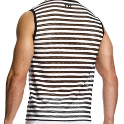 Modus Vivendi Débardeurs-Débardeur Full Striped Through Rayé Noir - Blanc