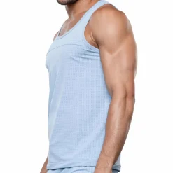 Andrew Christian Débardeurs-Débardeur Gym Mesh Breeze Bleu Clair