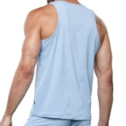 Andrew Christian Débardeurs-Débardeur Gym Mesh Breeze Bleu Clair