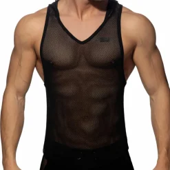 Addicted Débardeurs-Débardeur Hoody Mesh Noir