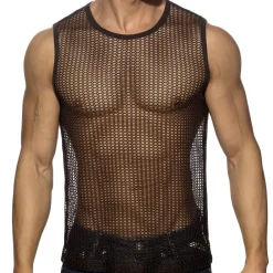 Addicted Tenues Sexy|Débardeurs-Débardeur Maille Ajourée - Marron