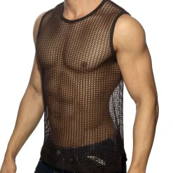 Addicted Tenues Sexy|Débardeurs-Débardeur Maille Ajourée - Marron