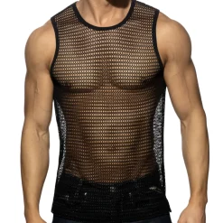 Addicted Tenues Sexy|Débardeurs-Débardeur Maille Ajourée - Noir