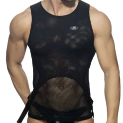 AD Fetish Tenues Sexy|Débardeurs-Débardeur Mesh Double Clip Noir