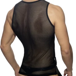AD Fetish Tenues Sexy|Débardeurs-Débardeur Mesh Double Clip Noir