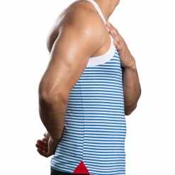 Andrew Christian Débardeurs-Débardeur Miami Cabana Boy Rayé Blanc - Bleu