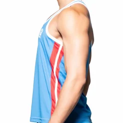 Andrew Christian Débardeurs-Débardeur Phys. Ed. Varsity Mesh Bleu