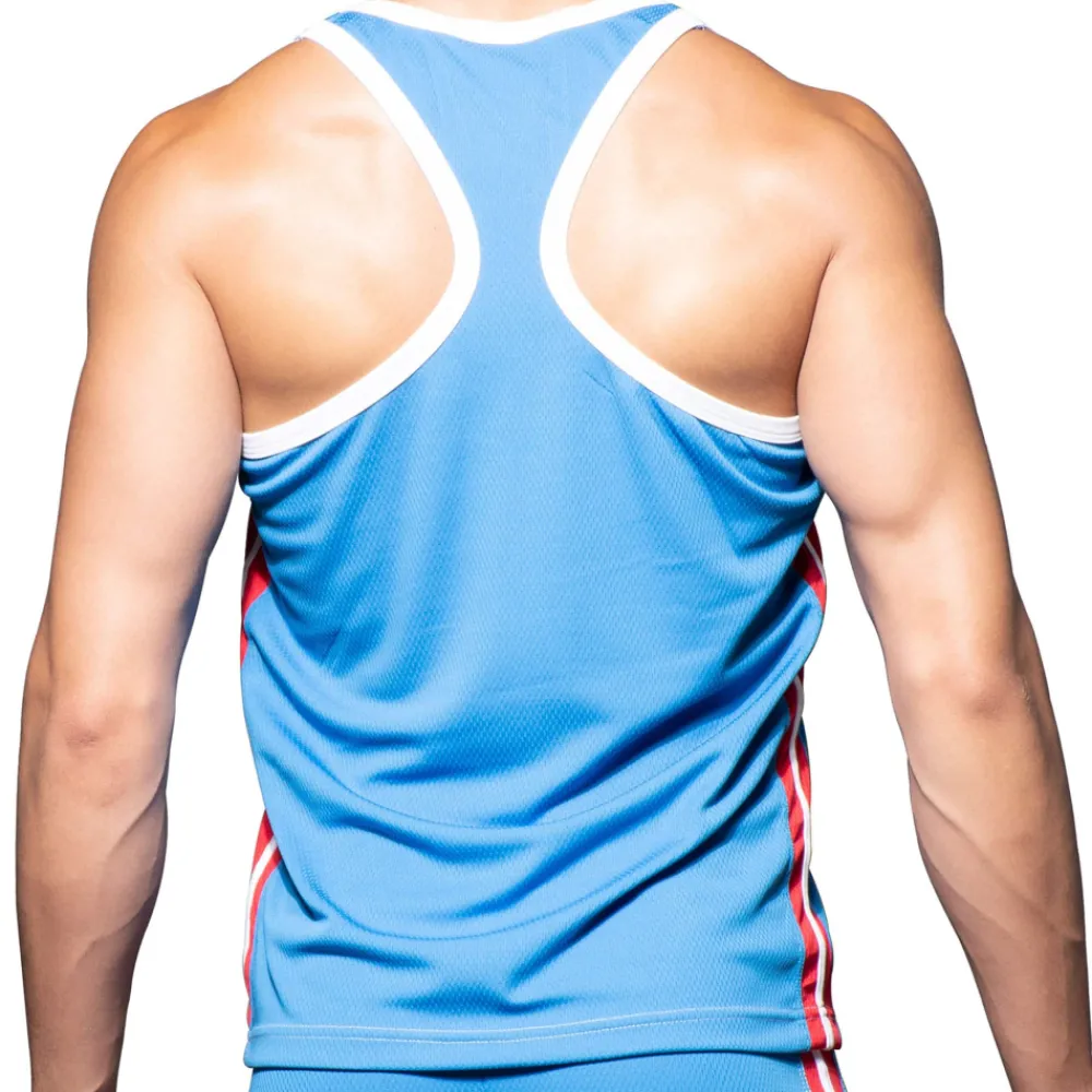 Andrew Christian Débardeurs-Débardeur Phys. Ed. Varsity Mesh Bleu