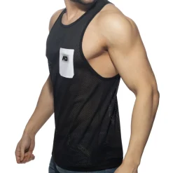 Addicted Débardeurs-Débardeur Poche Contrastée - Noir - Blanc