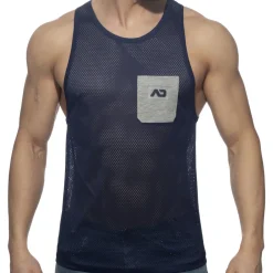 Addicted Débardeurs-Débardeur Poche Contrastée - Marine - Gris