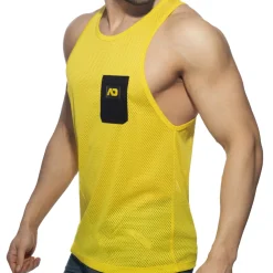 Addicted Débardeurs-Débardeur Poche Contrastée - Jaune - Noir