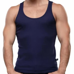 Andrew Christian Débardeurs-Débardeur Shorty Chic Beater Bleu Marine