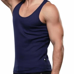 Andrew Christian Débardeurs-Débardeur Shorty Chic Beater Bleu Marine