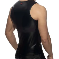 AD Fetish Tenues Sexy|Débardeurs-Débardeur Shoulder Zip Rub Noir