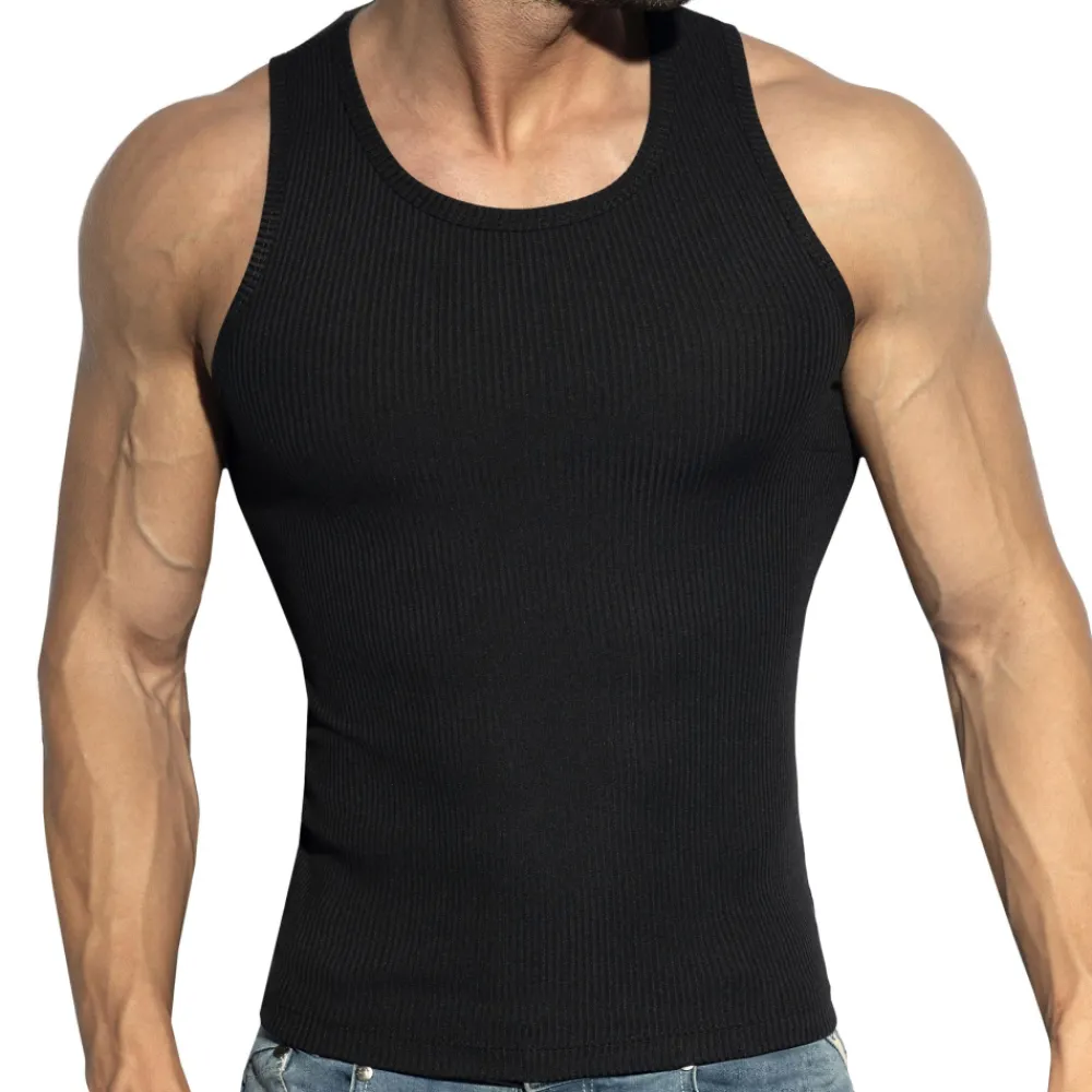 ES Collection Débardeurs-Débardeur Sport Recycled Rib Noir