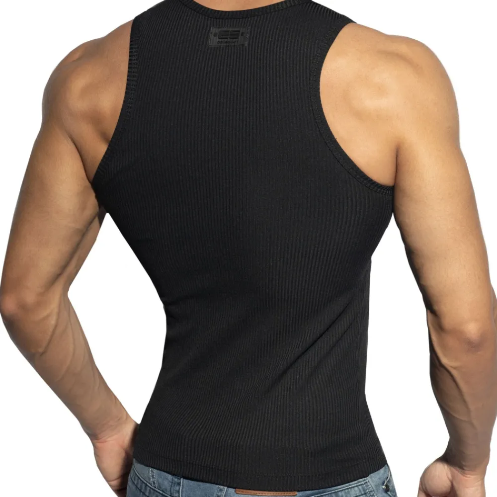 ES Collection Débardeurs-Débardeur Sport Recycled Rib Noir