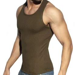 ES Collection Débardeurs-Débardeur Sport Recycled Rib Kaki