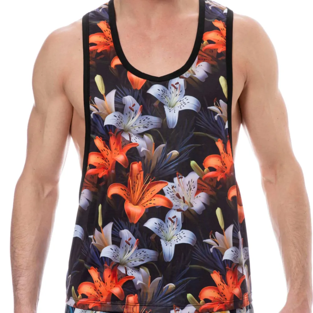 SKU Débardeurs-Débardeur Tropical Summer Noir