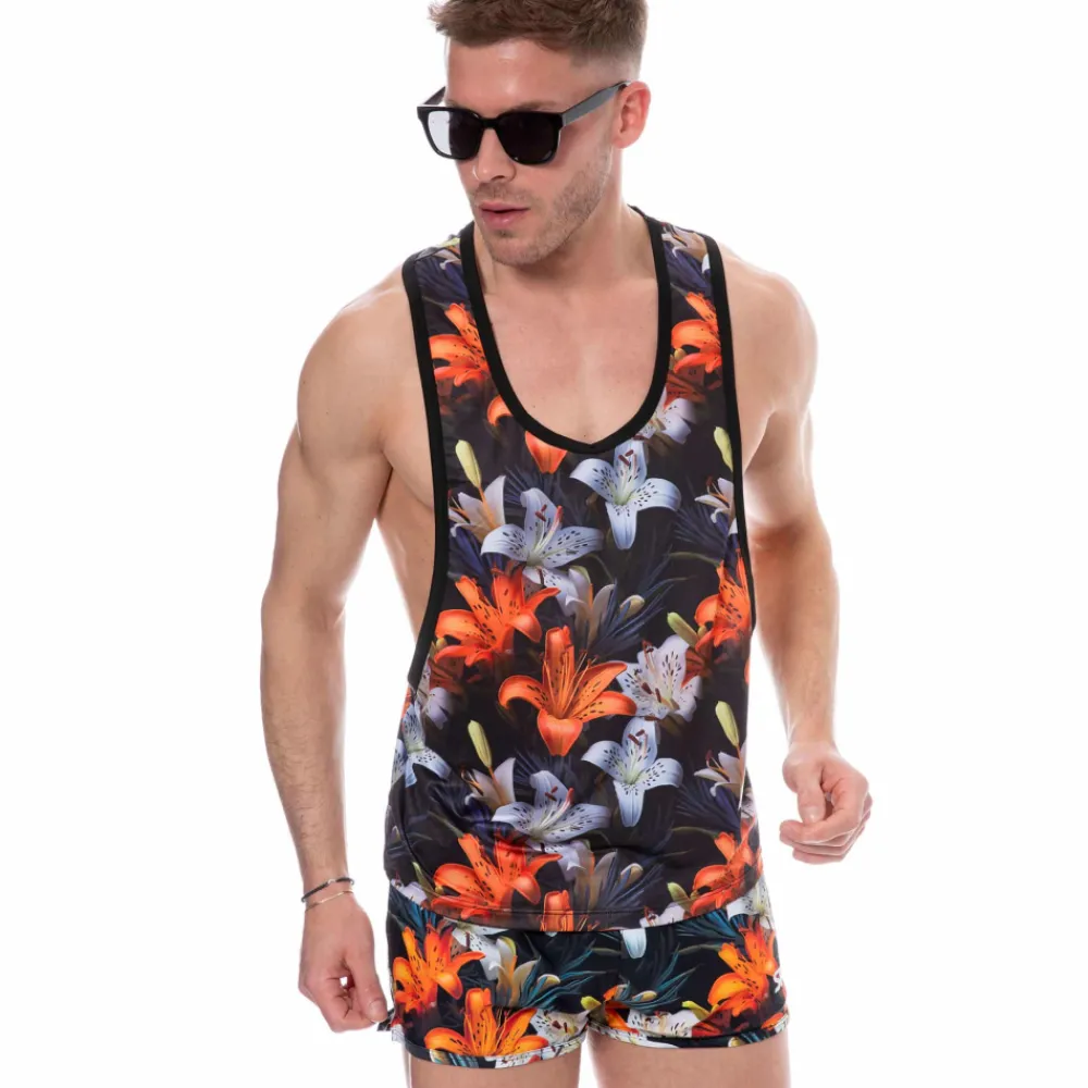 SKU Débardeurs-Débardeur Tropical Summer Noir