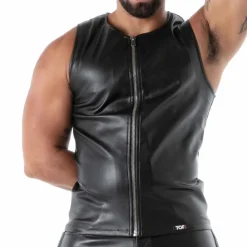 TOF Paris Tenues Sexy|Débardeurs-Débardeur Zippé Kinky Noir