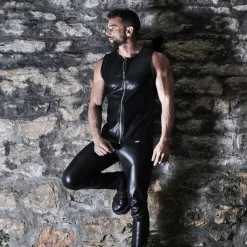 TOF Paris Tenues Sexy|Débardeurs-Débardeur Zippé Kinky Noir