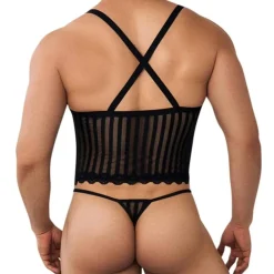 CandyMan Bodys Sexy|Tenues Sexy-Ensemble Harnais - String Ficelle Noir