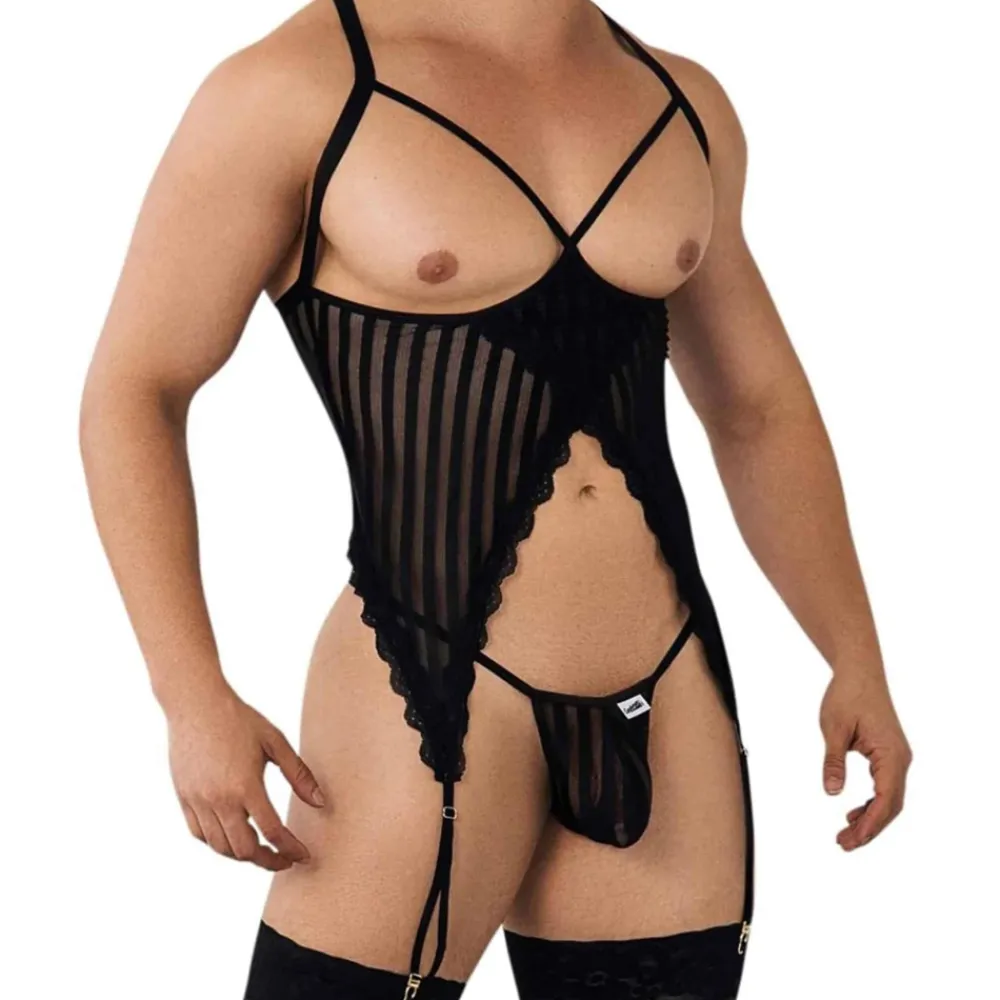 CandyMan Bodys Sexy|Tenues Sexy-Ensemble Harnais - String Ficelle Noir