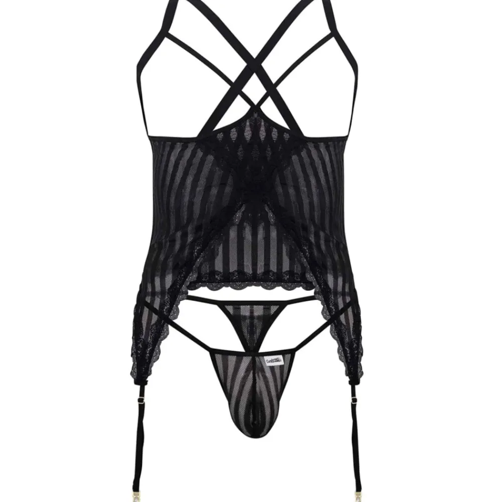 CandyMan Bodys Sexy|Tenues Sexy-Ensemble Harnais - String Ficelle Noir