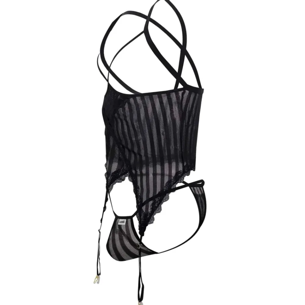 CandyMan Bodys Sexy|Tenues Sexy-Ensemble Harnais - String Ficelle Noir