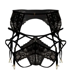 CandyMan Tenues Sexy|Jockstraps-Ensemble Jarretière - Jock Strap Dentelle Noir