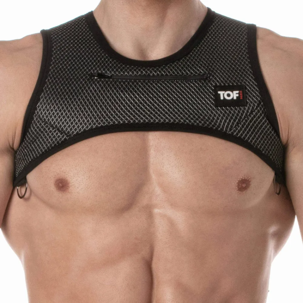 TOF Paris Harnais-Harnais à Poche Zippée 3D Party - Noir - Argent