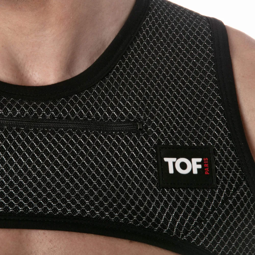 TOF Paris Harnais-Harnais à Poche Zippée 3D Party - Noir - Argent