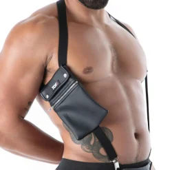 TOF Paris Harnais|Accessoires Sexy-Harnais avec Sacoche en Néoprène Noir