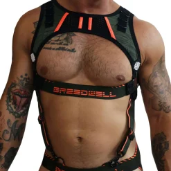 Breedwell Harnais-Harnais Cockpit Kaki - Orange Fluo