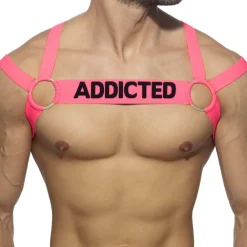 AD Fetish Harnais-Harnais Neon Multi Band Rose Fluo