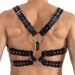 Lookme Harnais-Harnais Simili Cuir à Anneaux Noir