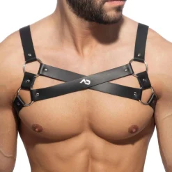 AD Fetish Harnais-Harnais X en Cuir Noir