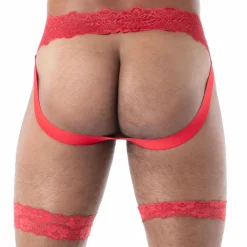 TOF Paris Jockstraps-Jock Chaps en Dentelle Fluide Rouge