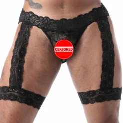 TOF Paris Jockstraps-Jock Chaps en Dentelle Fluide Noir